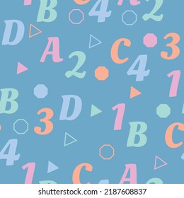 colorful abstract alphabet and number seamless pattern International Literacy Day premium vector