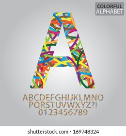 Colorful Abstract Alphabet and Numbers Vector
