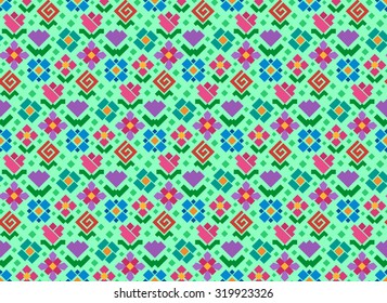 Colorful abstract angular geometric vector floral seamless background