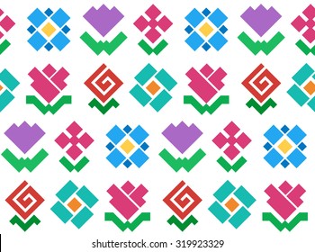 colorful abstract angular geometric vector floral seamless background