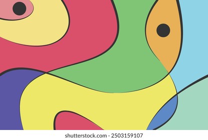 Colorful abstract art background. a combination of wave motifs and geometric shapes. It can be used for presentation backgrounds, social media, wallpapers, and posters.