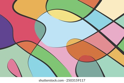 Colorful abstract art background. a combination of wave motifs and geometric shapes. It can be used for presentation backgrounds, social media, wallpapers, and posters.