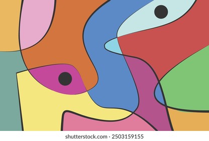 Fondo de arte abstracto colorido. una combinación de motivos ondulatorios y Formas geométricas. Se puede utilizar para fondos de presentación, redes sociales, Fondos de pantalla y carteles.