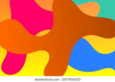 Colorful Abstract Art Composition Featuring Wavy Organic Shapes and Bright Contrasts