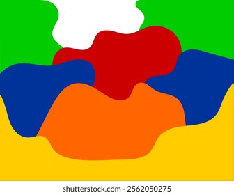 Colorful abstract art featuring overlapping organic shapes and vibrant red, green, blue, yellow, and orange tones, evoking creativity and dynamic energy.