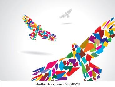 Colorful Abstract Artistic Flying Bird - Vector Illustration