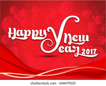 colorful abstract artistic happy new year text with red background vector illustration