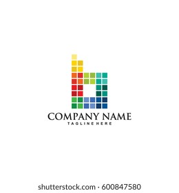 colorful abstract b pixel initial logo vector illustration