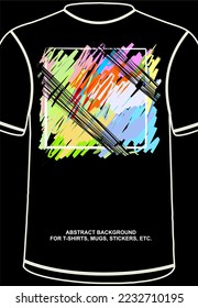 Fondo abstracto colorido, lleno de patrones. Se puede usar para camisetas, pegatinas, tazas, etc. formato EPS. Editable.
