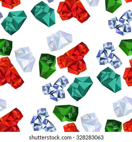 Colorful abstract background. 	3 D objects resembling precious stones.