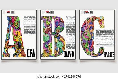 Colorful Abstract Background Alphabet Set with Dummy Text for Web Design.