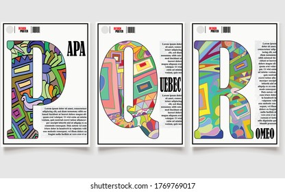 Colorful Abstract Background Alphabet Set with Dummy Text for Web Design