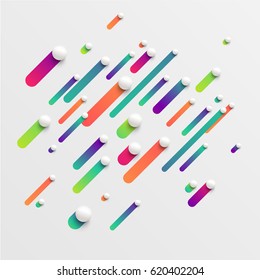 Colorful abstract background with balls and lines for advertising, vector illustration