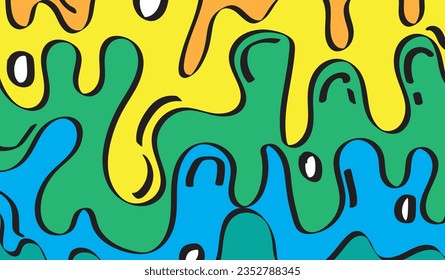 Colorful abstract background with black border, fun abstract design concept with curved line geometry. For posters, cards, invitations, flyers, covers, banners, placards, brochures.