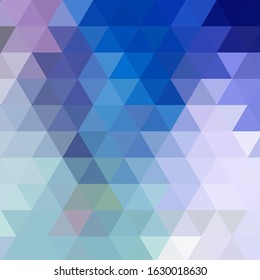 Colorful abstract background of blue, violet triangles. Vector pattern of colored geometric shapes.