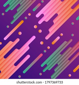 Colorful abstract background with blue violet orange tone, trendy minimal flat geometric diagonal shape pattern,  modern design. Vivid gradient applicable for banners, placards, posters, flyers, vector
