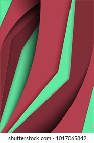 Colorful abstract background of broken figures with curved shading bands. Vector business poster