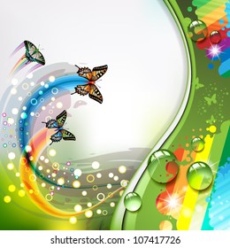 Colorful abstract background with butterflies