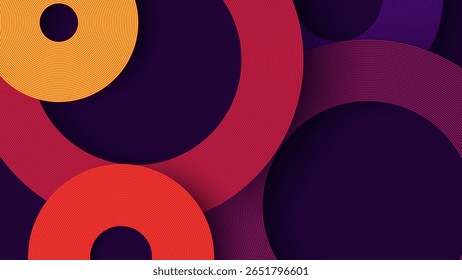 Colorful abstract background with circles resembling digital discs and retro compact media design