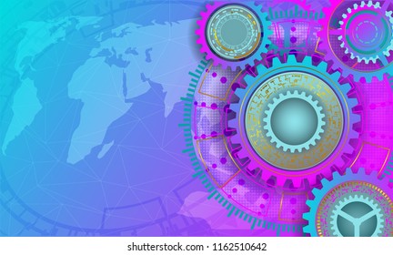 Colorful abstract background with cogs and gears.Vector illustration.
