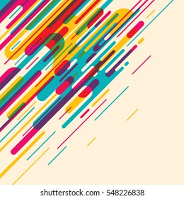 Colorful abstract background with composition made of various rounded shapes and lines. Vector illustration.