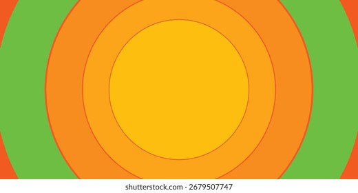 Colorful abstract background with concentric circles in yellow, orange, and green. eps10.
