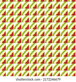 The colorful abstract background consists of red, green, yellow, white, and commonly used as a pattern of cloth, carpet, bed cover, shoulder cover, handkerchief, gift wrapping paper, book cover.