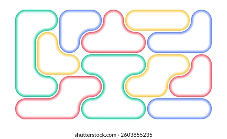 Colorful abstract background with creative metaball pattern design. Bright color liquid geometric shapes composition. Collage for UI template