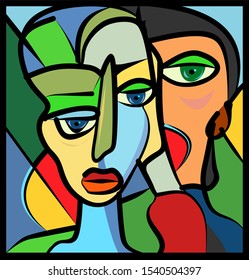 Colorful Abstract Art Face Design Stock Illustration 1559057276 ...