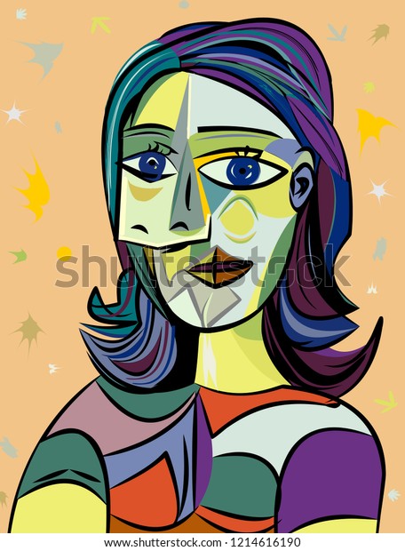 Colorful Abstract Background Cubism Art Stylewoman Stock Vector ...