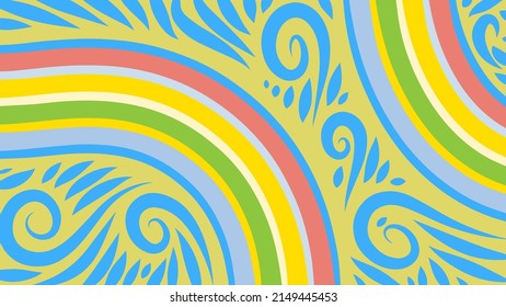 colorful abstract background with curly and swirl shapes pattern