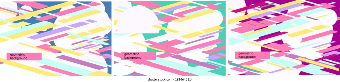 Colorful abstract background design. Decorative soft color vector illustration. Trendy futuristic design, geometric wallpaper set