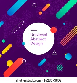 Colorful abstract background design. Geometric vector with graphic elements. Dynamical forms. Rounded and angled shapes. Multiple colors. Template for logo, flyer or presentation. Vector illustration