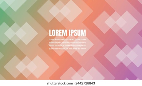 Vector de diseño de fondo abstracto colorido totalmente editable archivo para cualquier trabajo, verde naranja y púrpura degradado fondo cuadrado ilustración patrón.