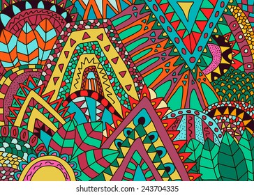 Colorful abstract background in doodle style. Vector illustration for advertising posters, tickets, flyers, playbill and other.