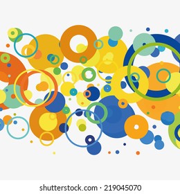 Colorful Abstract Background with Dots, Rings, Bubbles