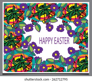 colorful abstract background with flowers of spring and happy Easter!