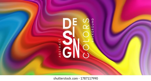 Colorful abstract background with flowing colors. Vector illustration in modern fluid style with liquid rainbow texture