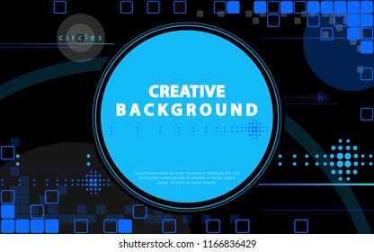 Colorful abstract background. Fluid composition with trendy flow gradients. Futuristic geometric. Composition, geometric shapes. Flyers, brochures, posters, banners. Blue, circles, text, font, vector
