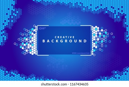 Colorful abstract background. Fluid composition with trendy flow gradients. Futuristic geometric. Composition, geometric shapes. Flyers, brochures, posters, banners. Blue, hexagon, text, font, vector