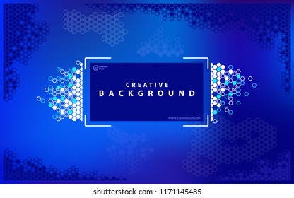 Colorful abstract background. Fluid composition with trendy flow gradients. Futuristic geometric. Composition, geometric shapes. Flyers, brochures, posters, banners. Blue, hexagon, text, font, vector