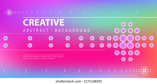 Farbiger abstrakter Hintergrund. Flüssigkeitszusammensetzung mit trendigen Fließgradienten. Futuristische Geometrie. Zusammensetzung, geometrische Formen. Flyer, Broschüren, Poster, Banner. Rot, Kreise, Text, Schriftart, Vektor

