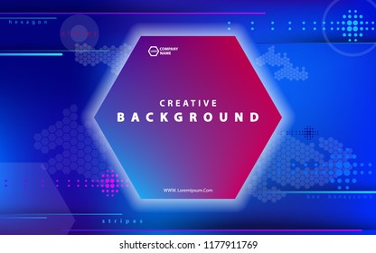 Colorful abstract background. Fluid composition with trendy flow gradients. Futuristic geometric. Composition, geometric shapes. Flyers, brochures, posters, banners.Red blue, hexagon,text, font,vector