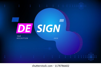 Colorful abstract background. Fluid composition with trendy flow gradients. Futuristic geometric. Composition, geometric shapes. Flyers, brochures, posters, banners. Blue, stripes, text, font, vector