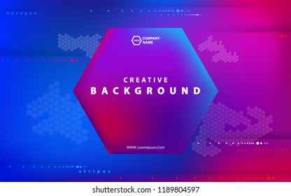 Colorful abstract background. Fluid composition with trendy flow gradients. Futuristic geometric. Composition, geometric shapes. Flyers, brochures, posters, banners.Red blue, hexagon,text, font,vector