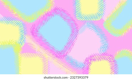 Farbiger abstrakter Hintergrund geometrischer, abgerundeter Formen mit Bindestrichen. Vektorgrafik