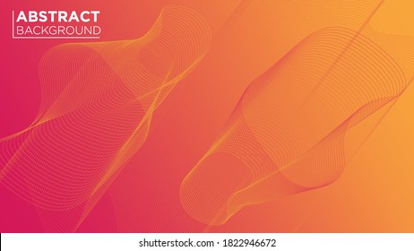 Colorful abstract background with geometric shapes and curved lines. Modern abstract gradient wavy geometric background. Orange modern background with vector waves.
