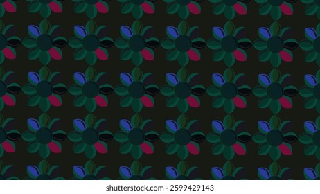  Colorful abstract background with glowing hearts, stars, and circles in a bright, dreamy pattern