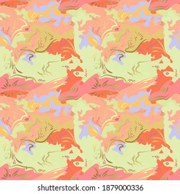 Colorful abstract background with golden elements. Seamless pattern vector illustration.