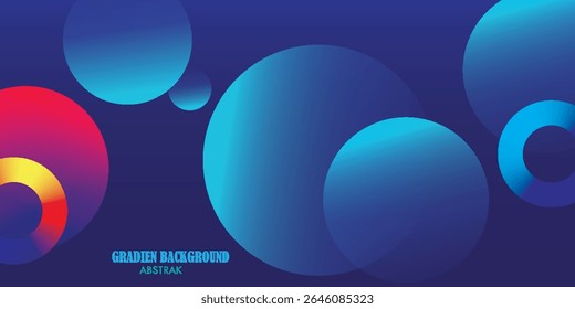 Colorful Abstract Background with Gradient Circles Over Dark Blue